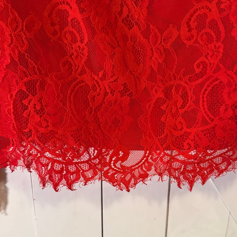 Sugarlips Vibrant Red Lace Blouse - Picture 5 of 9
